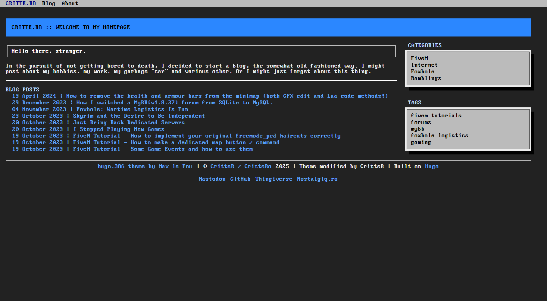 Screenshot of the Old Homepage